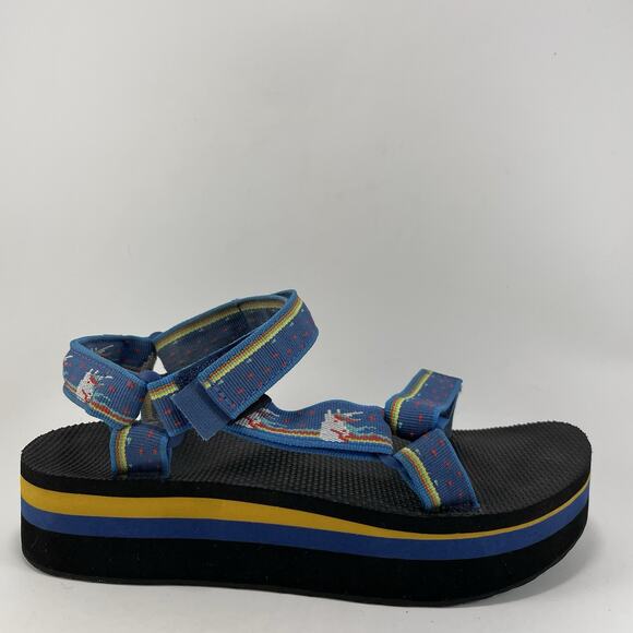 Teva Flatform Universal Sandals Womens Size 8.5/40 Blue Unicorn Platform Strappy - Picture 1 of 9